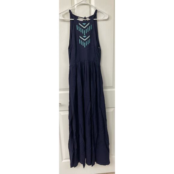 Anthropologie bobi Black Small NWT Navy embroidered boho maxi dress hippie $250 - Picture 2 of 7